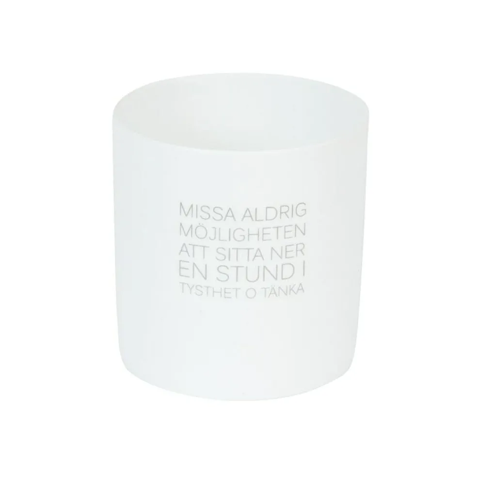 Ernst Quote Candle Holder, ”Missa Aldrig” White