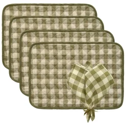 Ester Textile Set 4 Placemats + 4 Napkins, Oliv