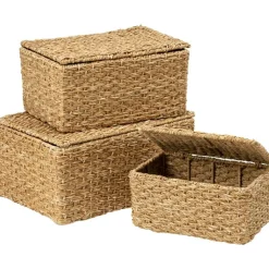 Esther Basket With Lid Natural 3-pack