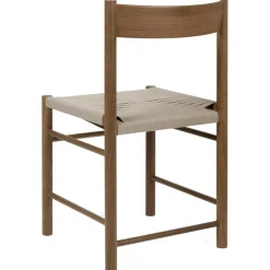 F Chair, Fumed Oak / Webbing In Linen