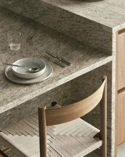 F Chair, Fumed Oak / Webbing In Linen