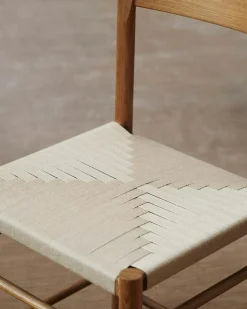 F Chair, Fumed Oak / Webbing In Linen