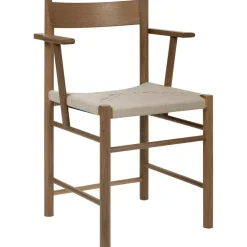 F Chair, Fumed Oak / Webbing In Linen