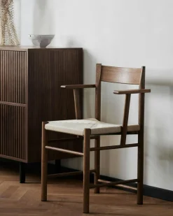 F Chair, Fumed Oak / Webbing In Linen