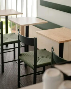 F Chair, Oiled Oak / Black Webbing