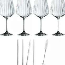 Feel Good Drink Glass With Straw 4-pack