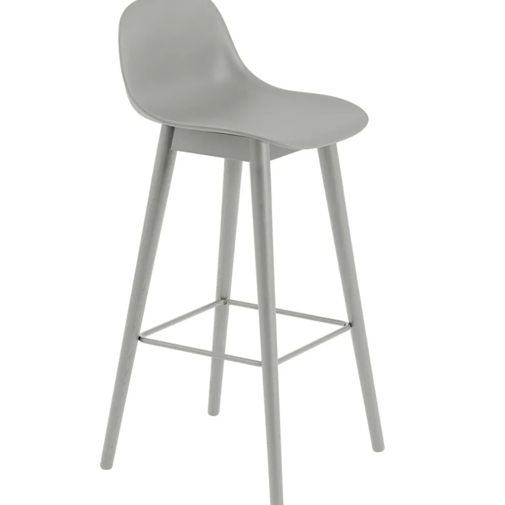 Fiber Bar Stool Wood With Backrest 65 cm, Natural White / Oak