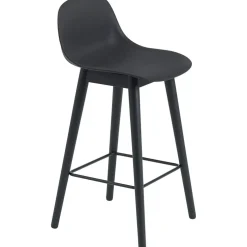 Fiber Bar Stool Wood With Backrest 65 cm, Natural White / Oak