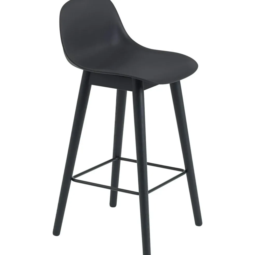 Fiber Bar Stool Wood With Backrest 65 cm, Natural White / Oak