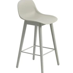 Fiber Bar Stool Wood With Backrest 65 cm, Natural White / Oak