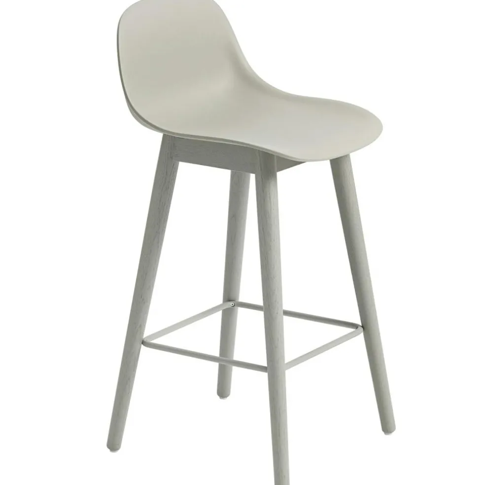 Fiber Bar Stool Wood With Backrest 65 cm, Natural White / Oak
