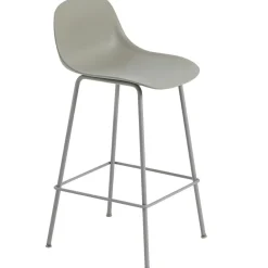 Fiber Tube Bar Stool With Backrest 75 cm, Natural White / White