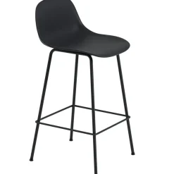 Fiber Tube Bar Stool With Backrest 75 cm, Natural White / White