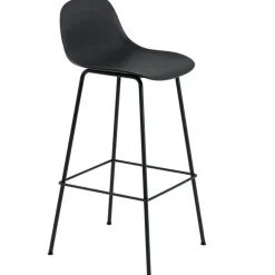 Fiber Tube Bar Stool With Backrest 75 cm, Natural White / White