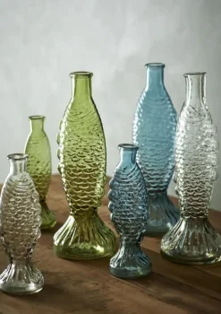 Fish Glass Vase 30 cm, Blue