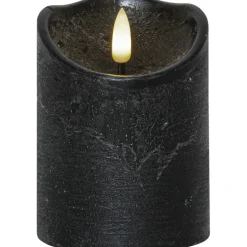 Flamme Rustic LED Pillar Candle Black, 10 cm