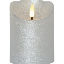 Flamme Rustic LED Pillar Candle Silver, 10 cm