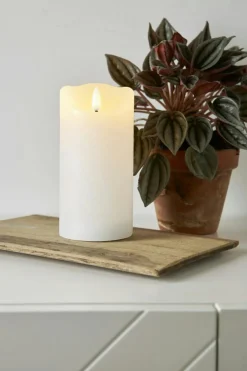 Flamme Rustic LED Pillar Candle White, 10 cm