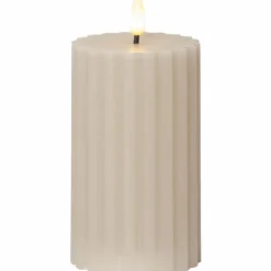 Flamme Stripe Pillar Candle LED 15 cm, White