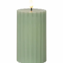 Flamme Stripe Pillar Candle LED 15 cm, White