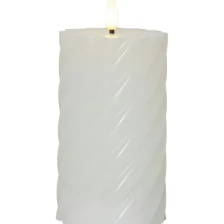 Flamme Swirl LED Pillar Candle 15 cm, White