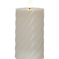Flamme Swirl LED Pillar Candle 15 cm, White