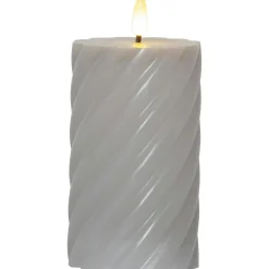 Flamme Swirl LED Pillar Candle 15 cm, White