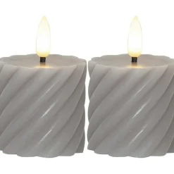 Flamme Swirl LED Pillar Candle 7,5 cm 2-pack, Beige