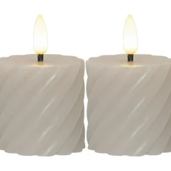 Flamme Swirl LED Pillar Candle 7,5 cm 2-pack, Beige