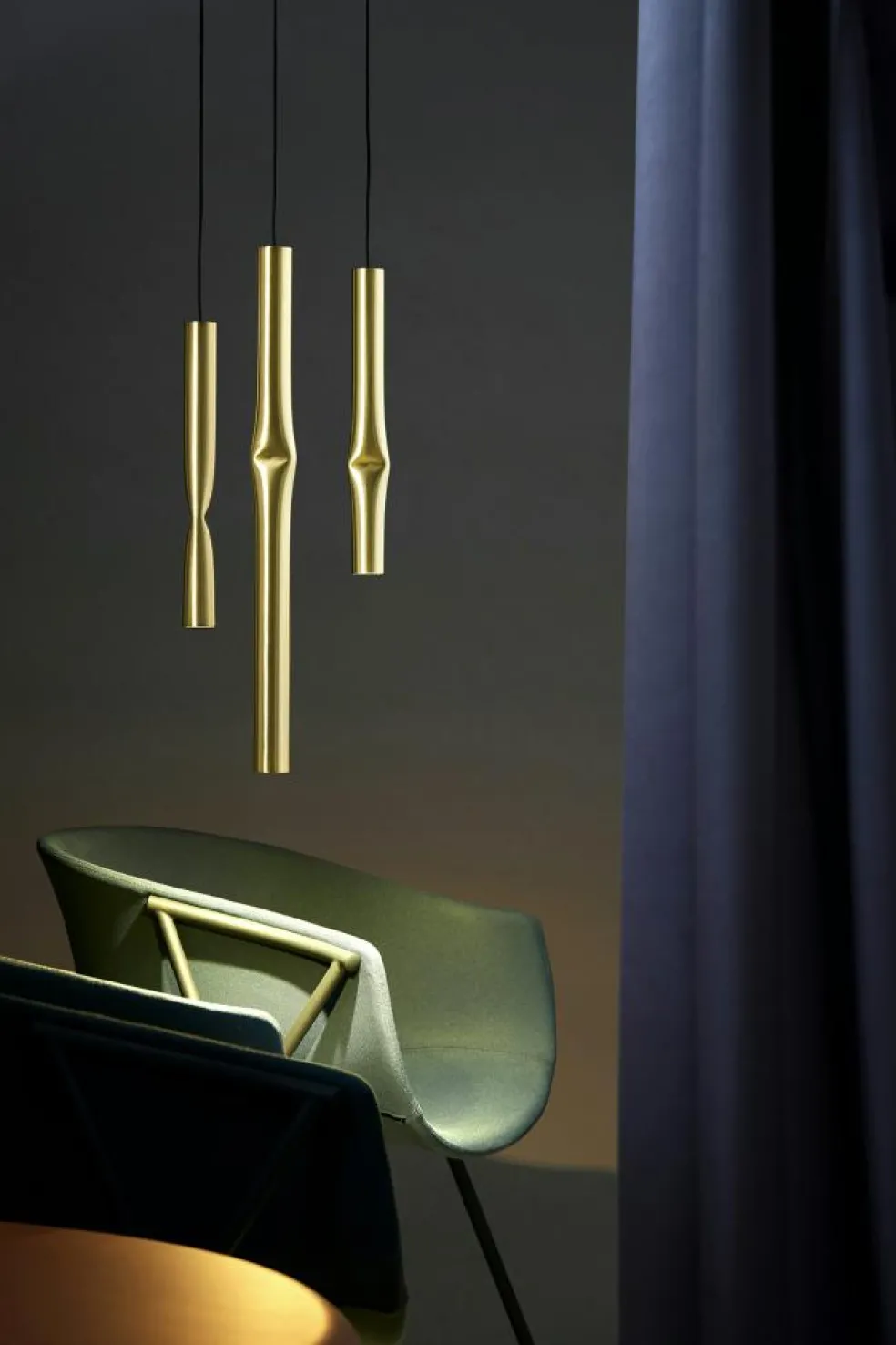 Flow T-3735S Pendant, Satin Gold / Black