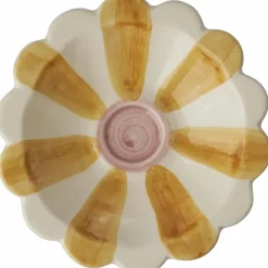 Flower Dip Bowl With Hand-painted Stripes, Blue