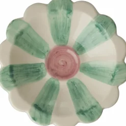 Flower Dip Bowl With Hand-painted Stripes, Blue