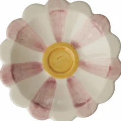 Flower Dip Bowl With Hand-painted Stripes, Blue