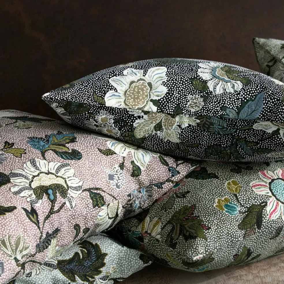 Flower Linen Cushion Cover 50x50 cm, Dusty Pink