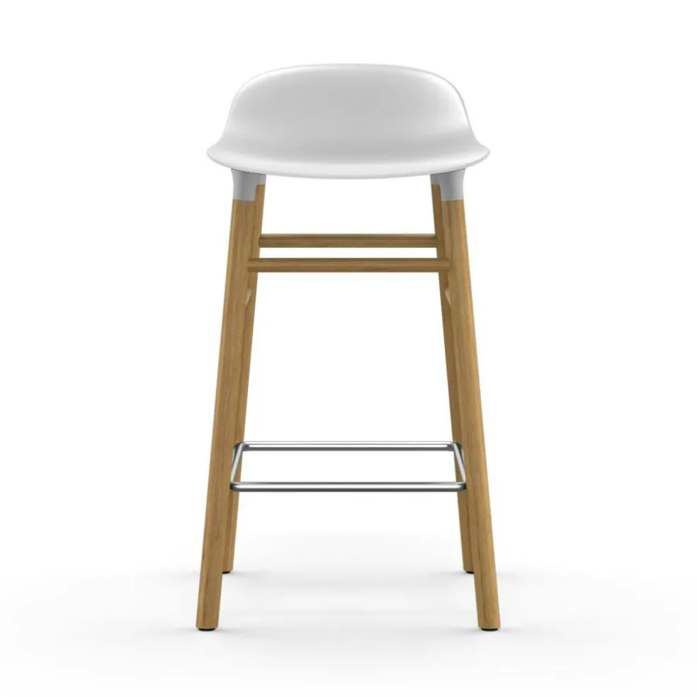 Form Bar Stool Oak Base, 75cm, White