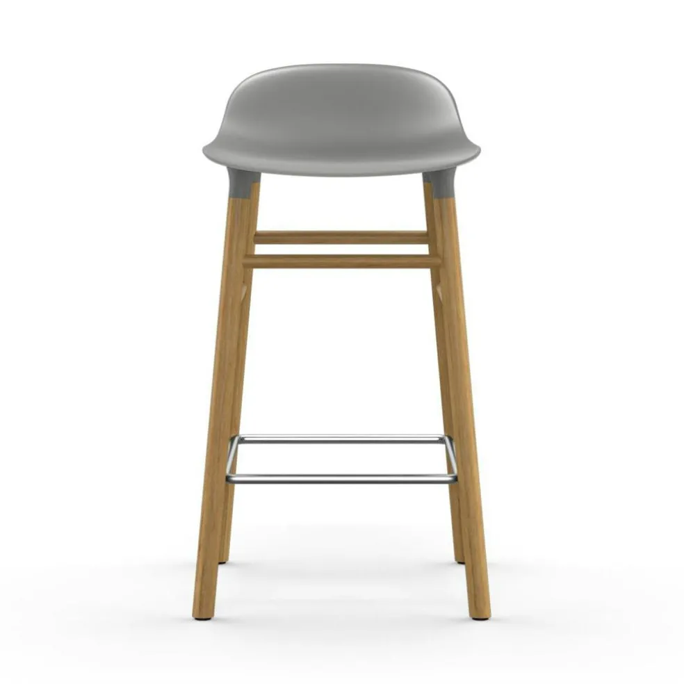 Form Bar Stool Oak Base, 75cm, White