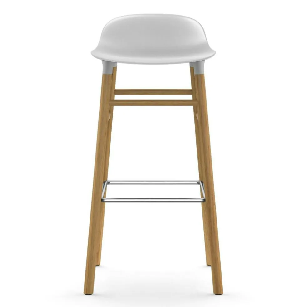 Form Bar Stool Oak Base, 75cm, White