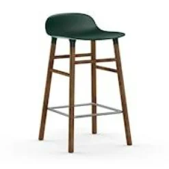 Form Bar Stool Walnut Base, 65cm, Green