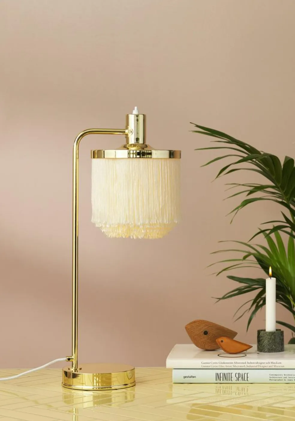 Fringe Table Lamp, Cream White
