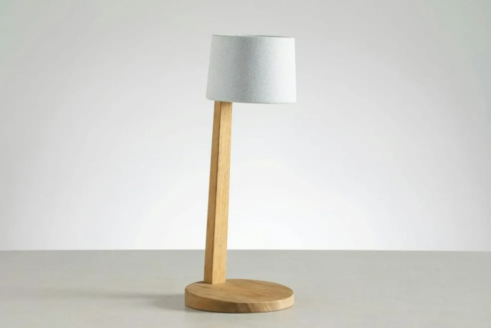 Gaia Table Lamp Portable Teak, Rubelli Biliardo