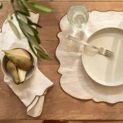 Gia Napkin 45x45 cm 2-pack, White / Brown