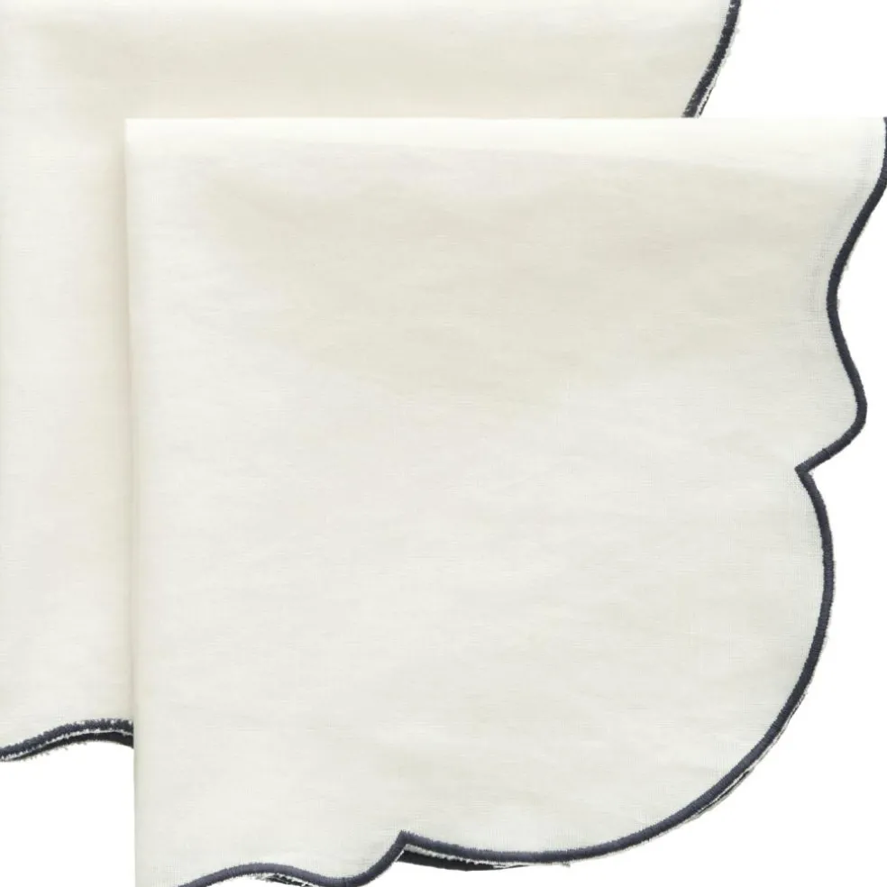 Gia Napkin 45x45 cm 2-pack, White / Brown