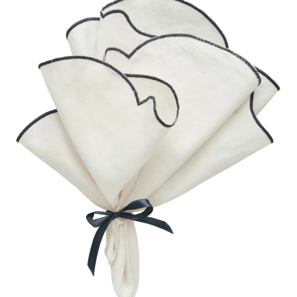 Gia Napkin 45x45 cm 2-pack, White / Brown