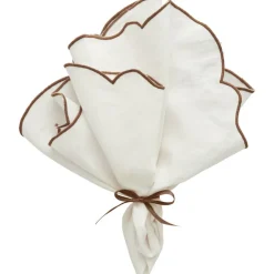 Gia Napkin 45x45 cm 2-pack, White / Brown