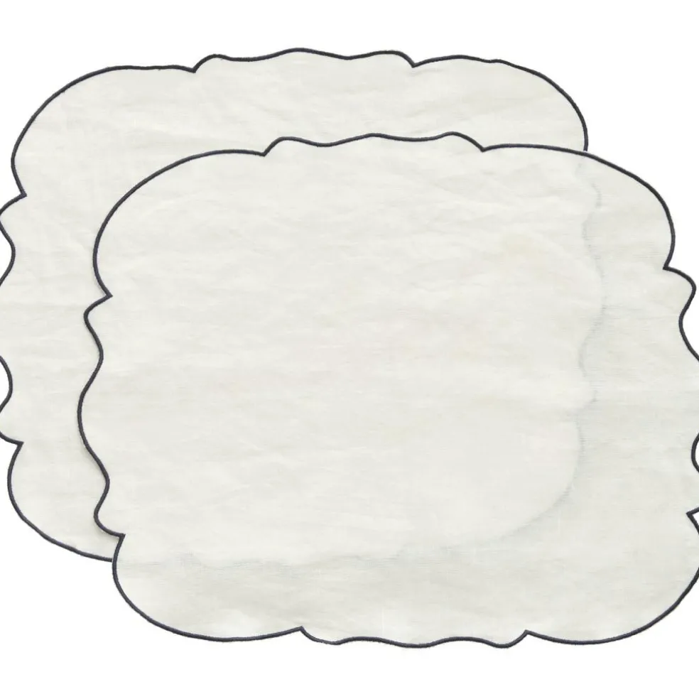 Gia Placemat 35x45 cm 2-pack, White / Blue