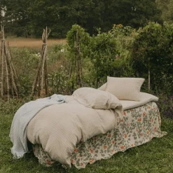 Gingham Sky Blue Muslin Bed Set, 150x210 + 50x60 cm