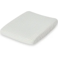 Gingham Sky Blue Muslin Changing Mat Cover, 50x70 cm