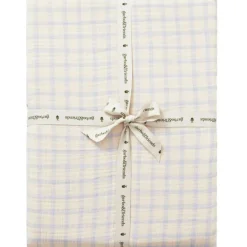 Gingham Sky Blue Muslin Fitted Sheet Double, 140x200 cm