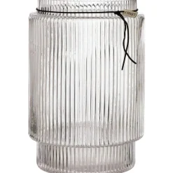 Glass Vase / Candle Holder With Fluted Structure H28 cm