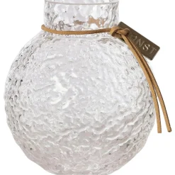 Glass Vase Round With Patterned Structure H10 cm